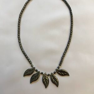 Hematite leaf necklace